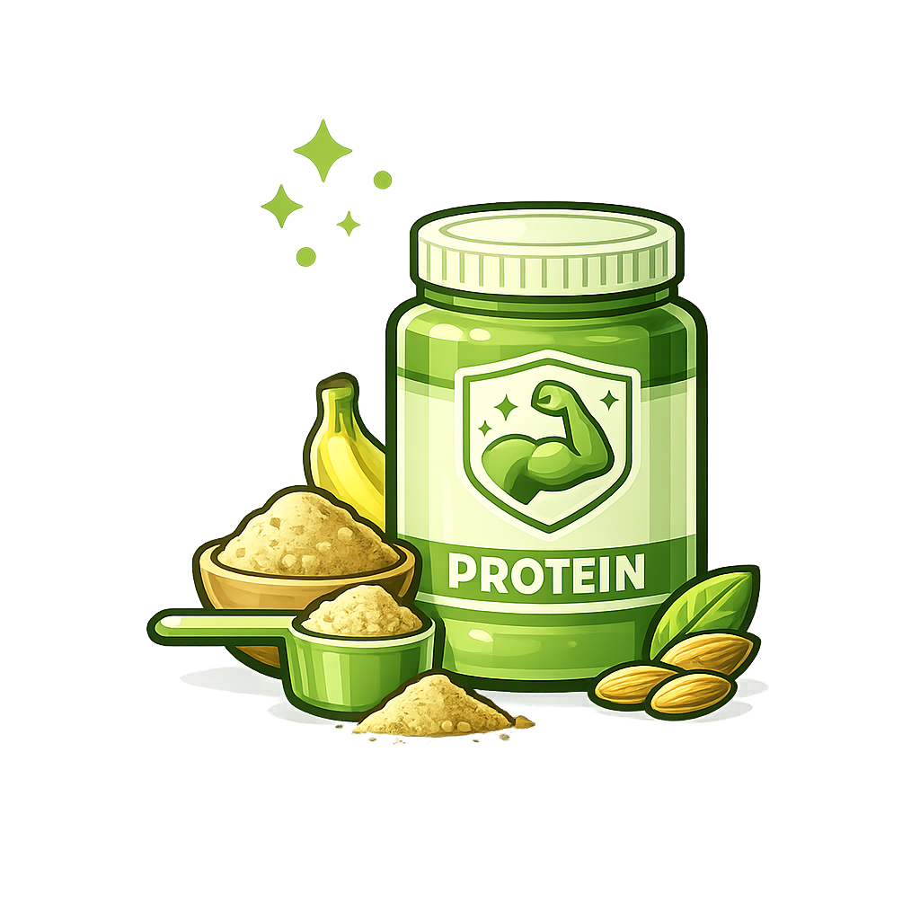 Herbal protein powder icon for nutrition, energy, and wellness