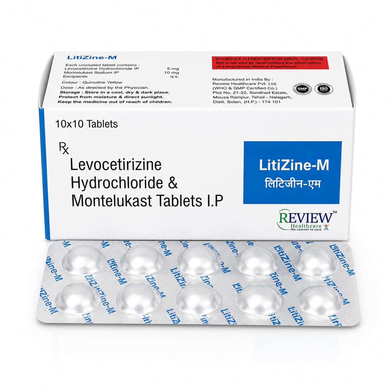 LitiZine-M Levocetirizine Hydrochloride 5 mg and Montelukast 10 mg Tablets for allergy management